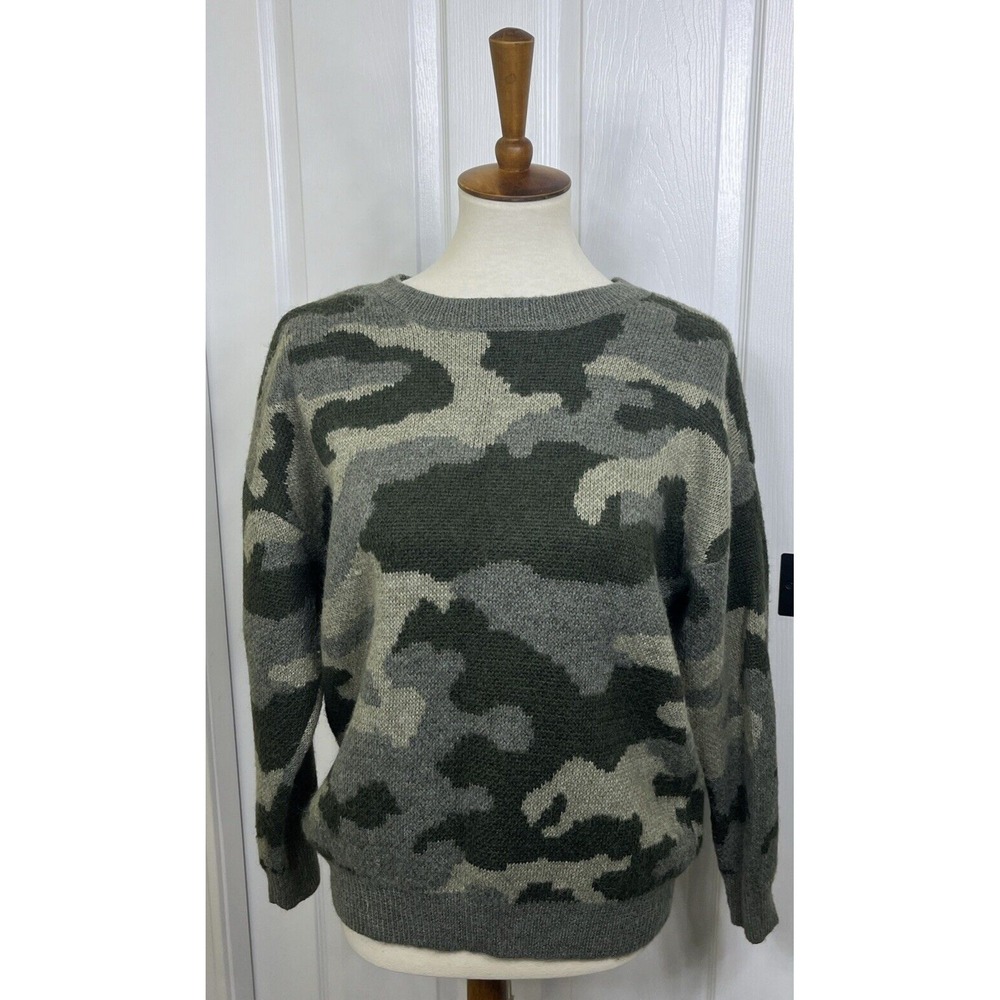 Lucky Brand Women's Pullover Sweater Gray Green Camo Size 1X